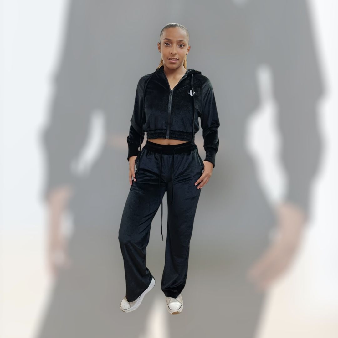 Hermes Black Velour Heritage Bottoms – Women’s Heritage-Inspired Activewear | Hera Zeus