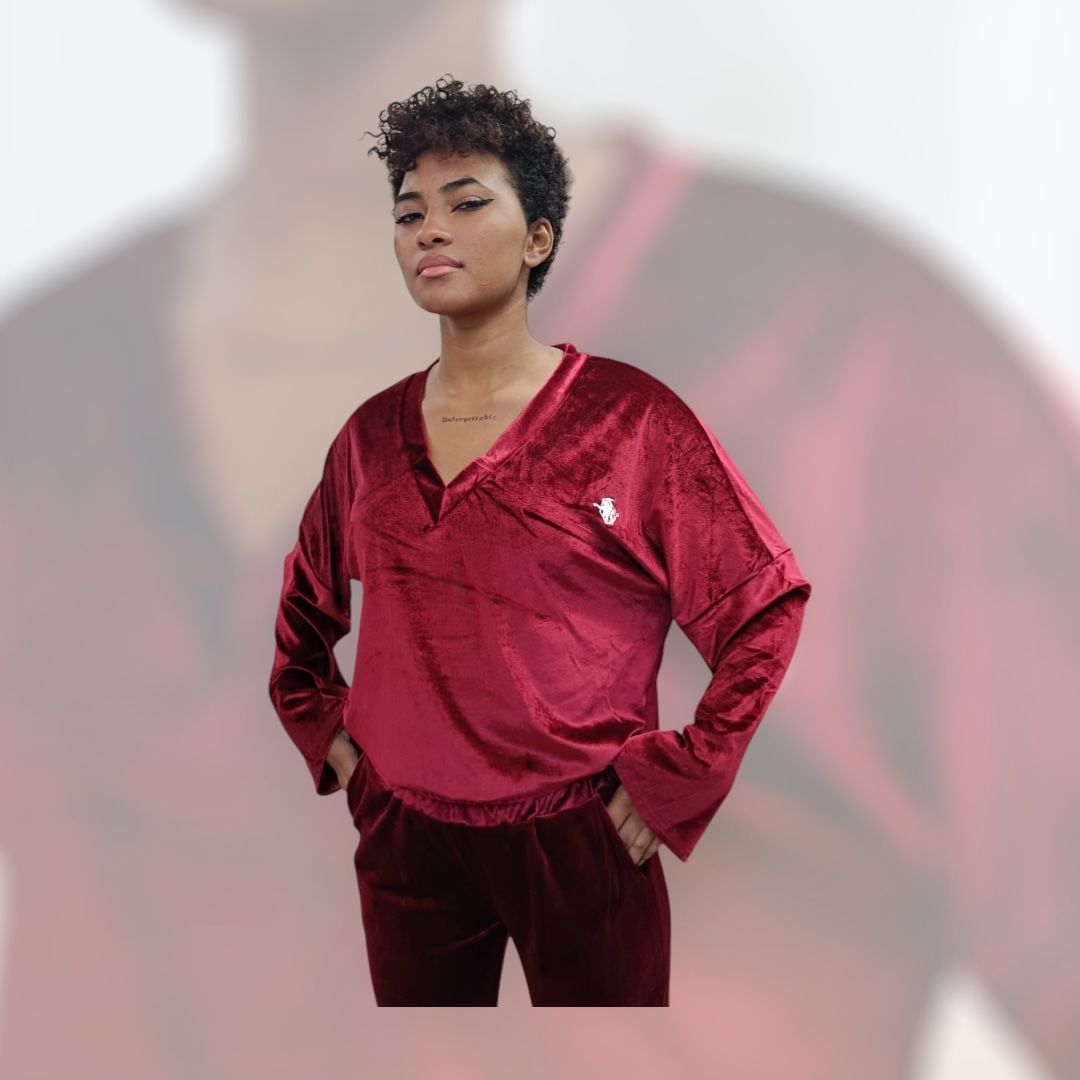 Hermes Burgundy Velour Heritage Sweatshirt for Women | Luxe Velvet Pullover – Hera Zeus