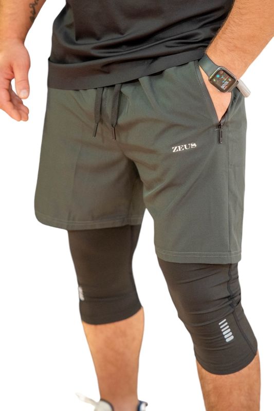 OSIRIS 2-in-1 Shorts Gray | Lightweight Performance Shorts | HERA ZEUS Activewear