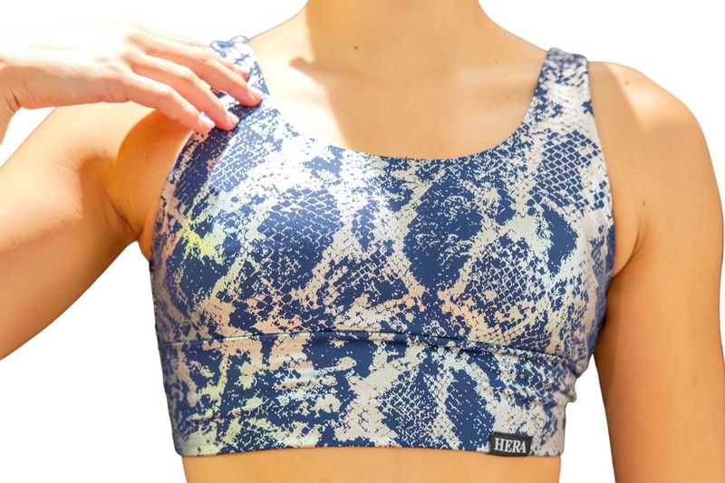 Women's Snakeskin Print Sports Bra | Flexible & Sweat-Wicking by Hera Zeus