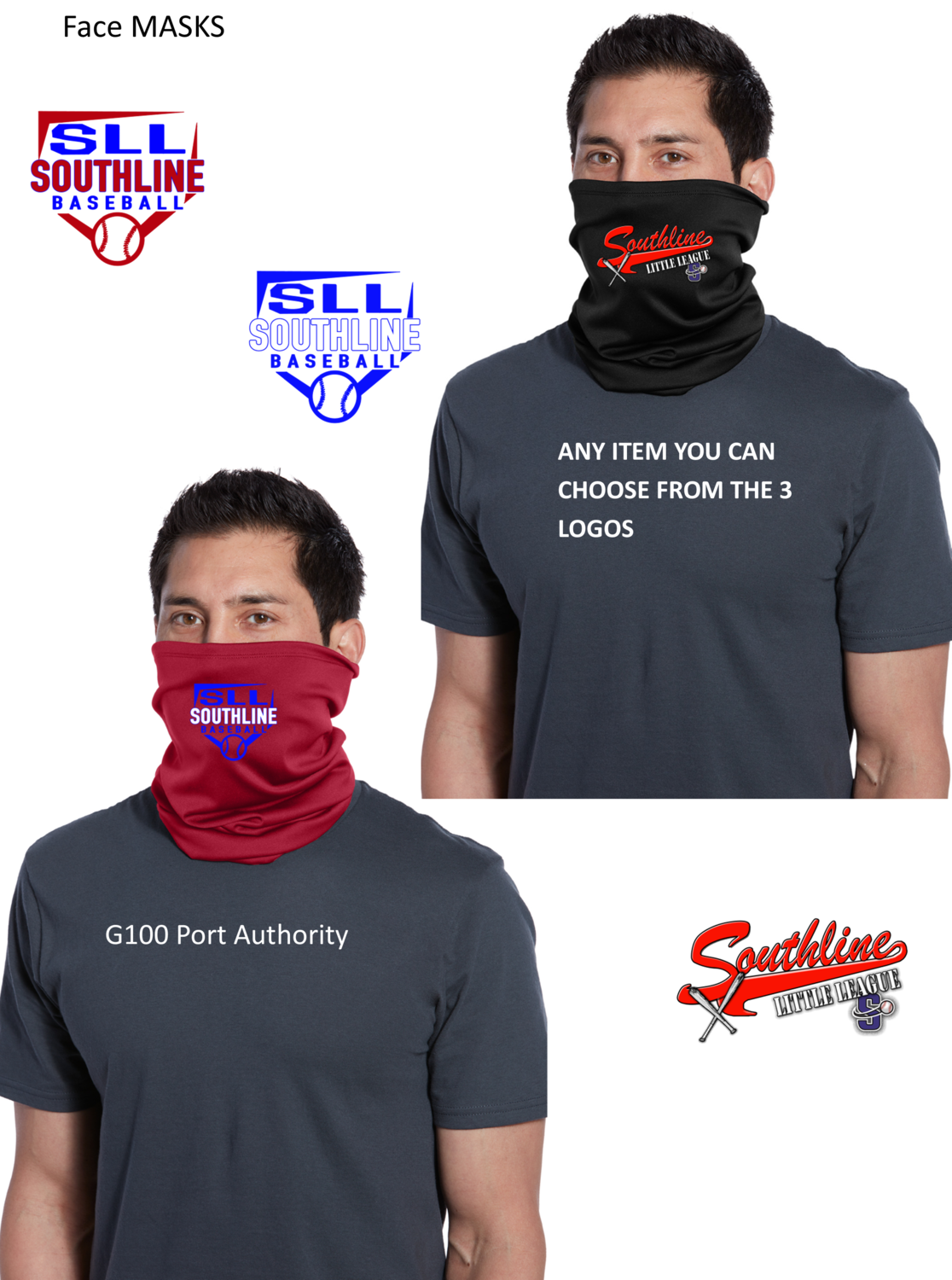 Southline Little League Gaiter Face Masks