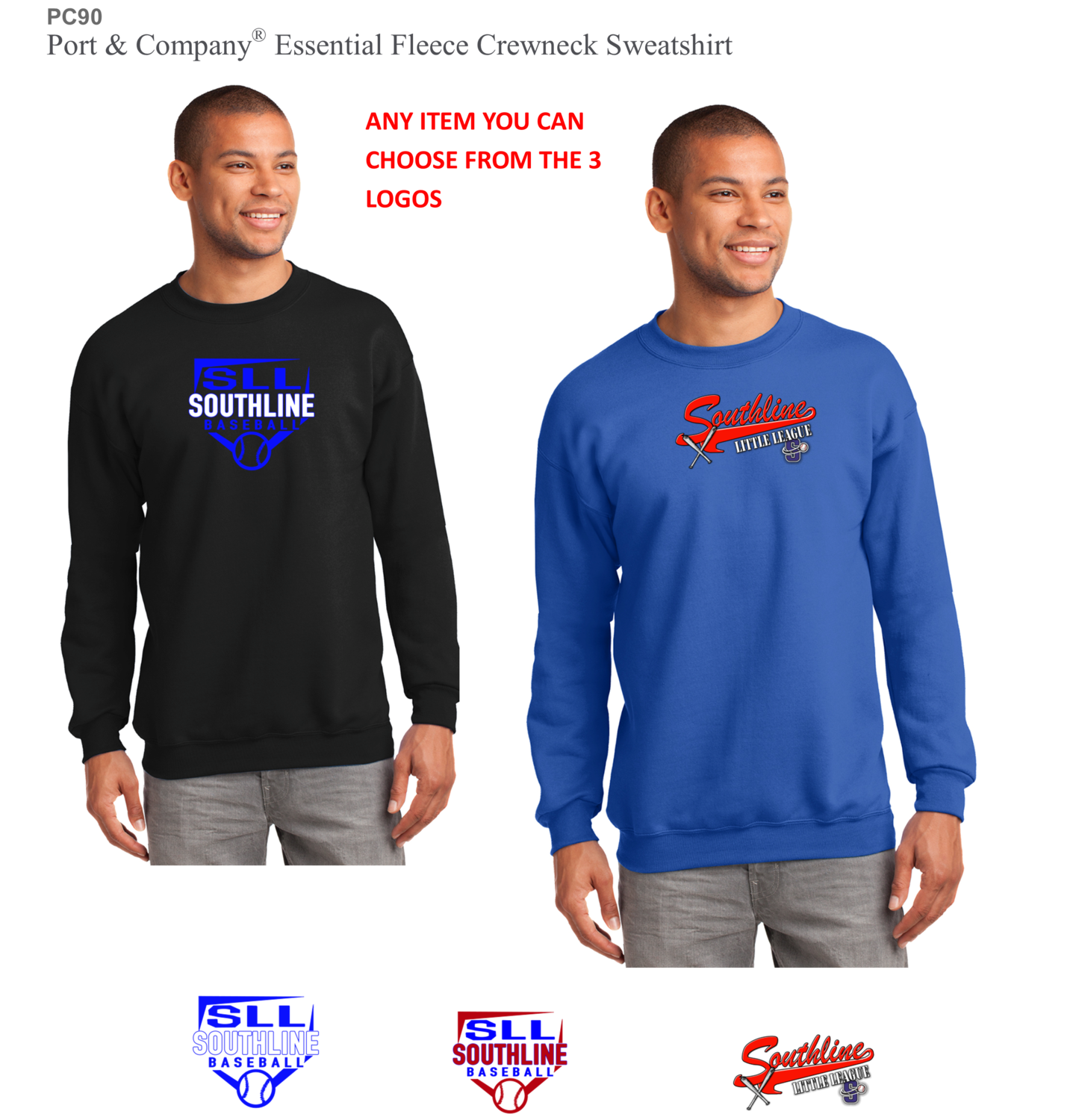 SouthlineLittle League CREW SWEATSHIRT- PC90