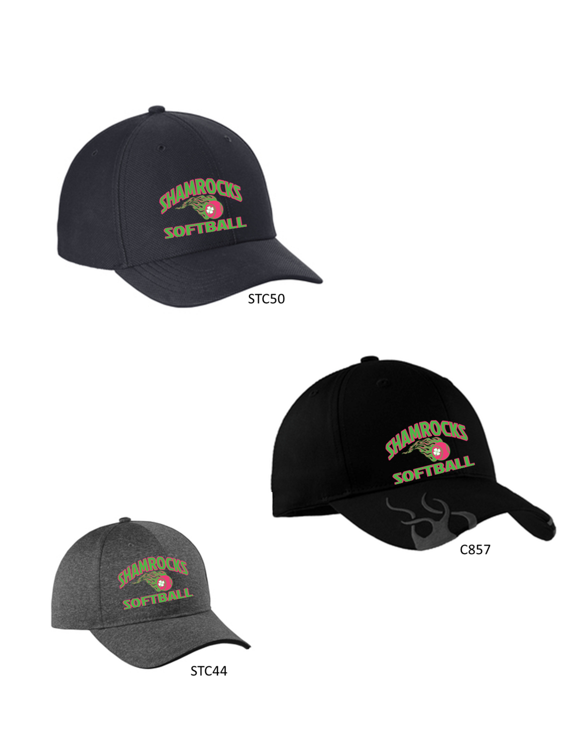 Shamrocks 12U Softball Caps ( 3 Options)