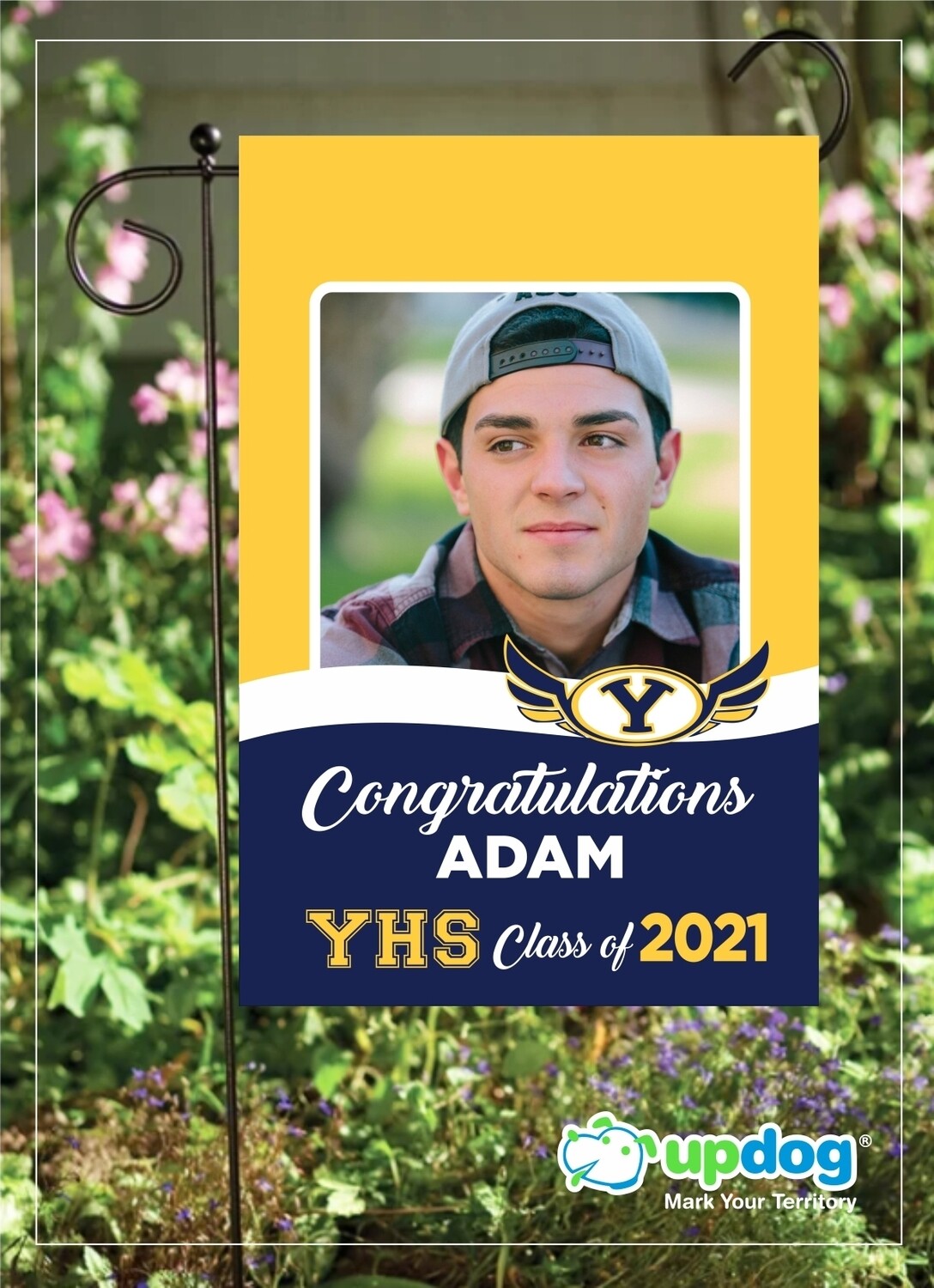 Yucaipa High School - Personalized Photo and Name, Class of 2021 Senior Graduation Garden Flag, Class of 2021 Garden Flag, Congratulations Garden Flag