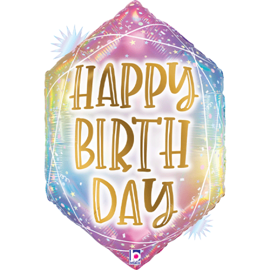 Birthday Pastel Rainbow Holographic Balloon