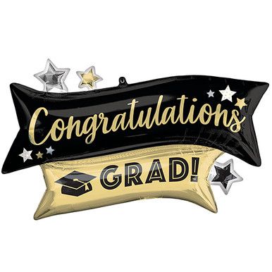 Black &amp; Gold Graduation Balloon