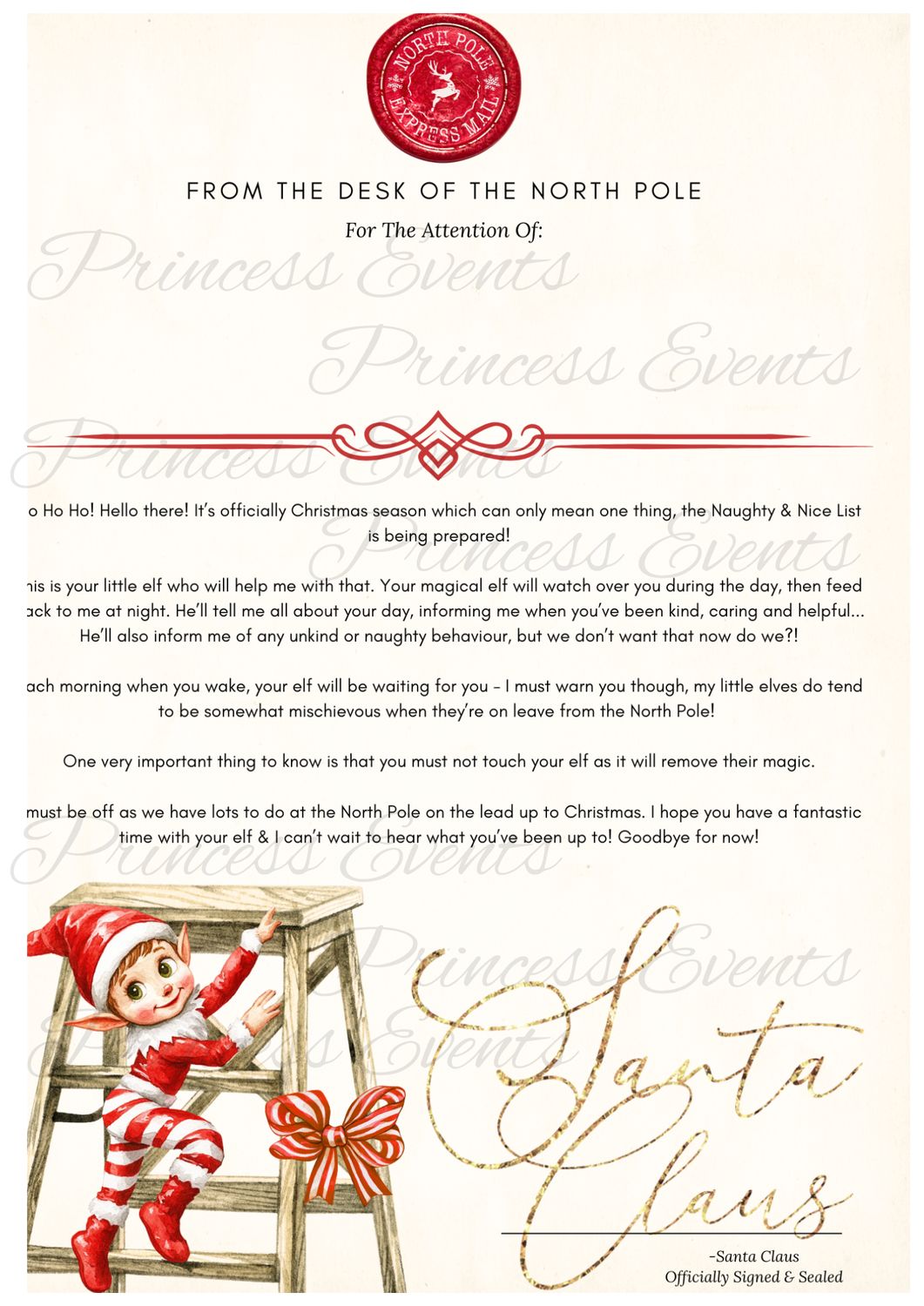 Personalised Elf Arrival Letter