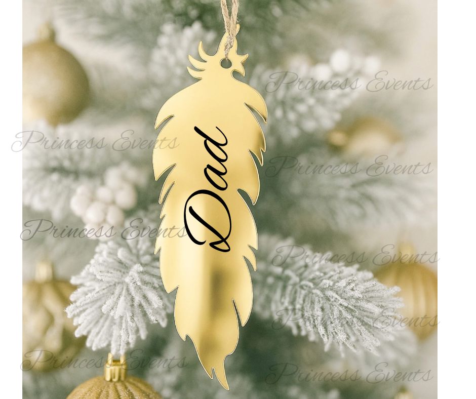 personalised feather bauble