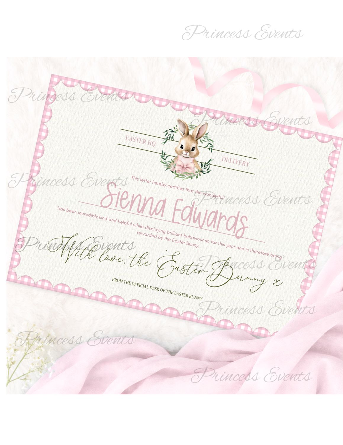 Bunny with Wreath Easter Certificates