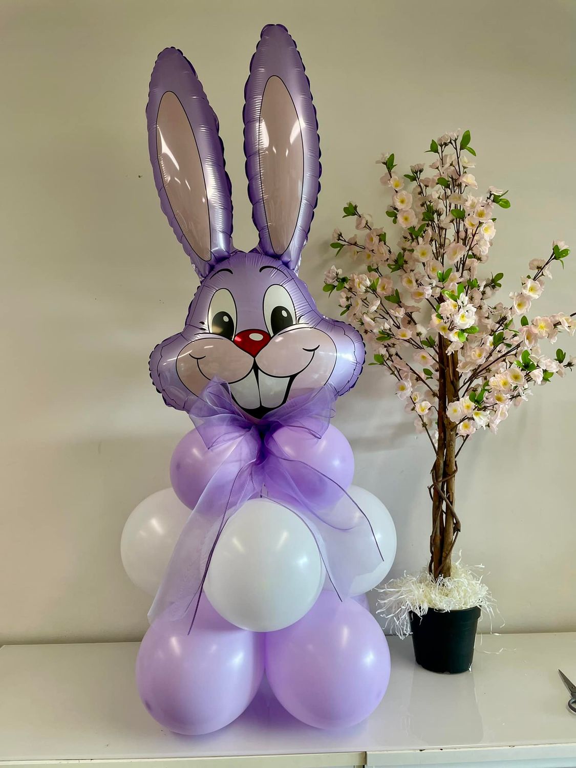 Pastel Bunny balloon tower