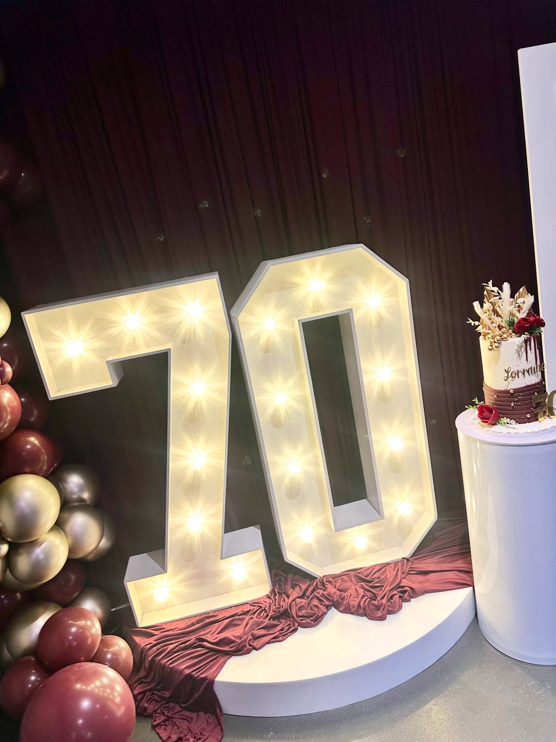 LED Numbers, Stage and Draping Backdrop