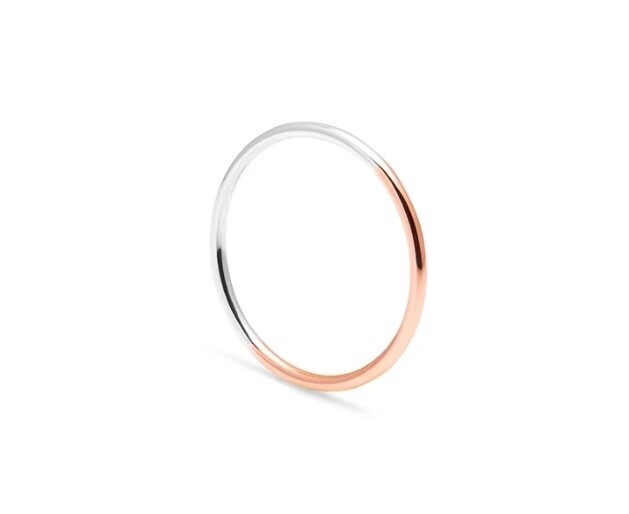 Two-tone Skinny Round Stacking Ring – Rose Gold