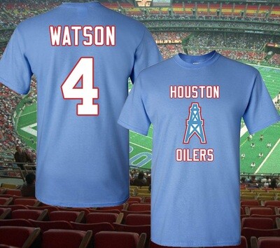 NFL Houston Texans Oilers Throwback Retro Vintage Watson, JJ Watt, Moon Jersey Style T-Shirt