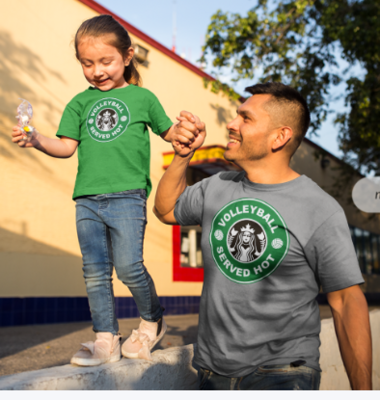 Starbuck&#39;s style Volleyball Served Hot Graphic T-Shirt