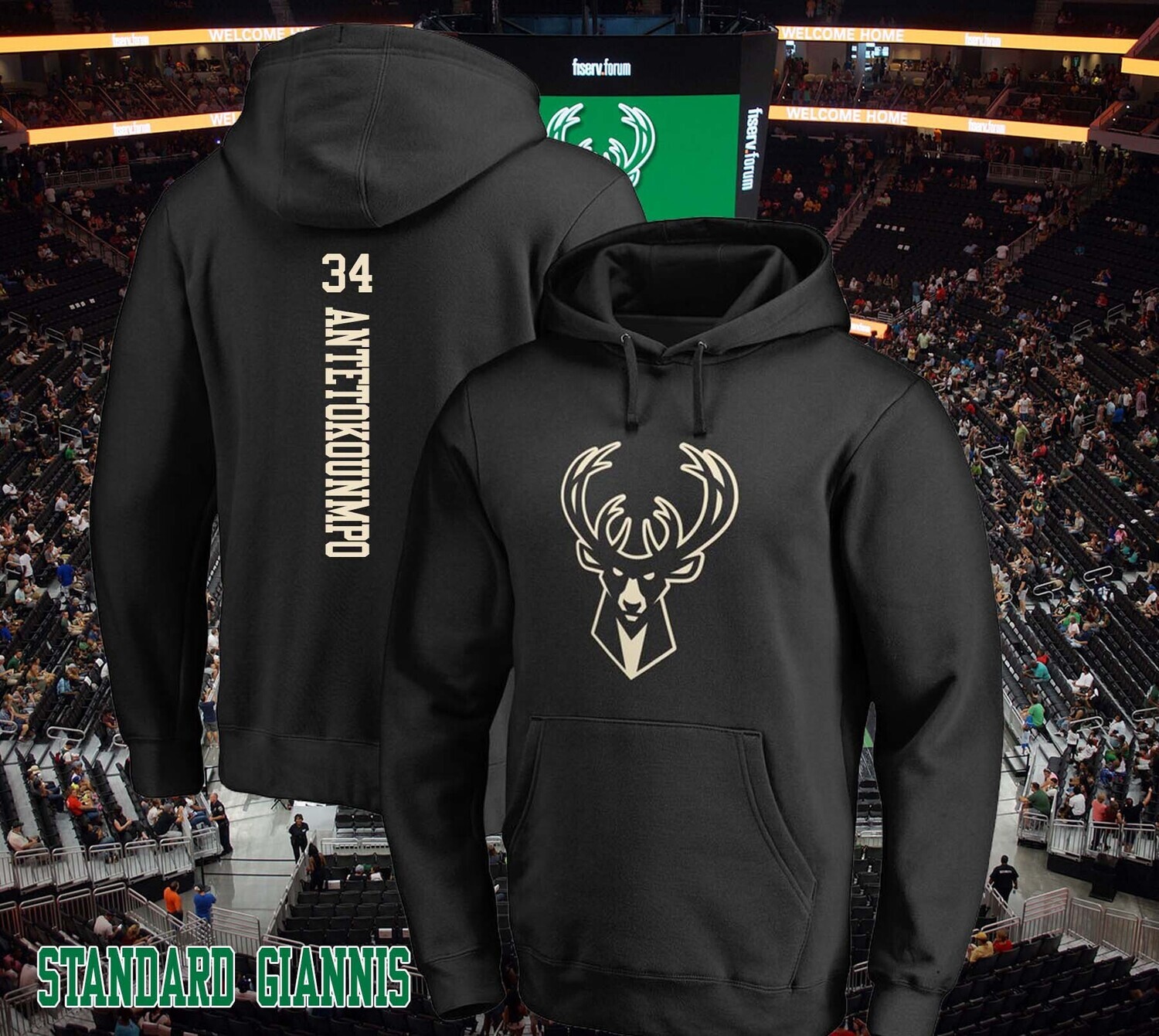 NBA Milwaukee Bucks Giannis Antetokounmpo, custom or Your name hoodie, Player Name: Standard Giannis