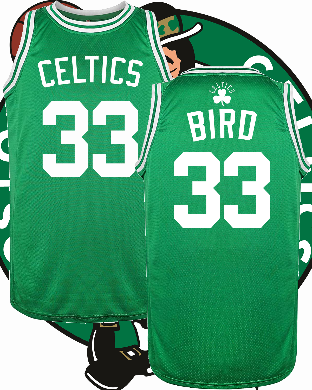 NBA Boston Celtics Mesh Jersey S-3X Larry Bird or Your Choice Name/Numb