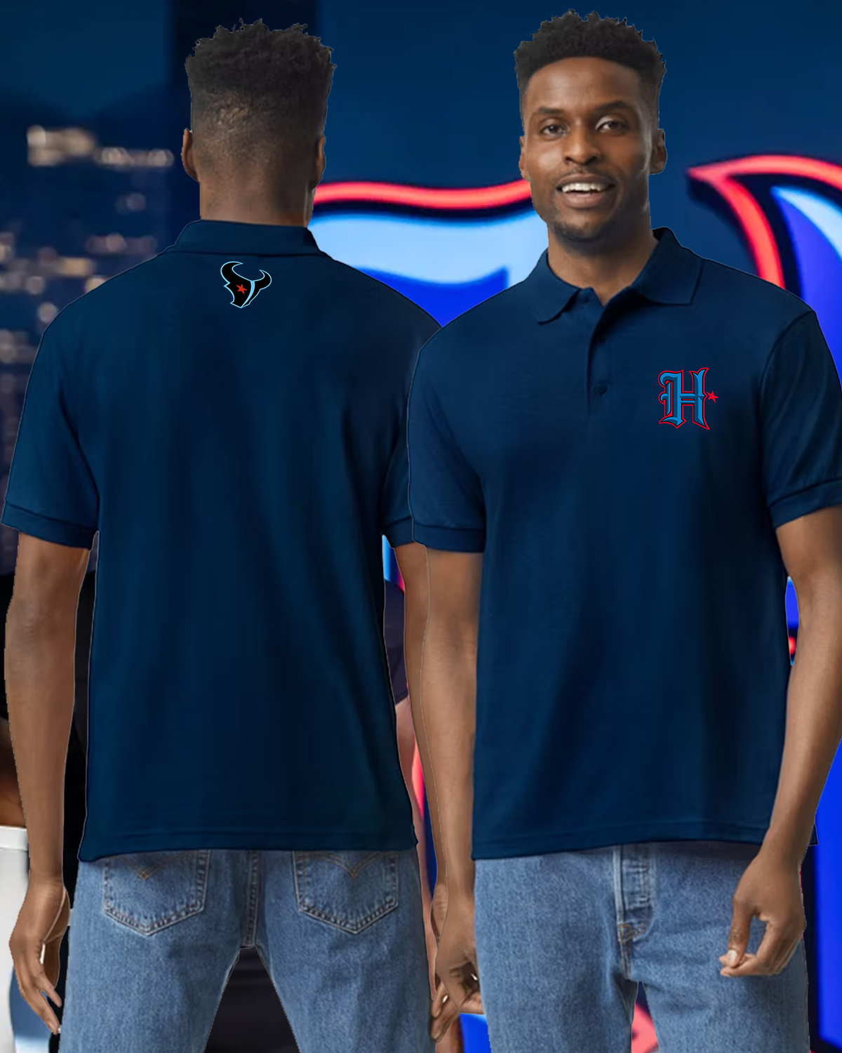 Texans Polo New Logo Front  and Back