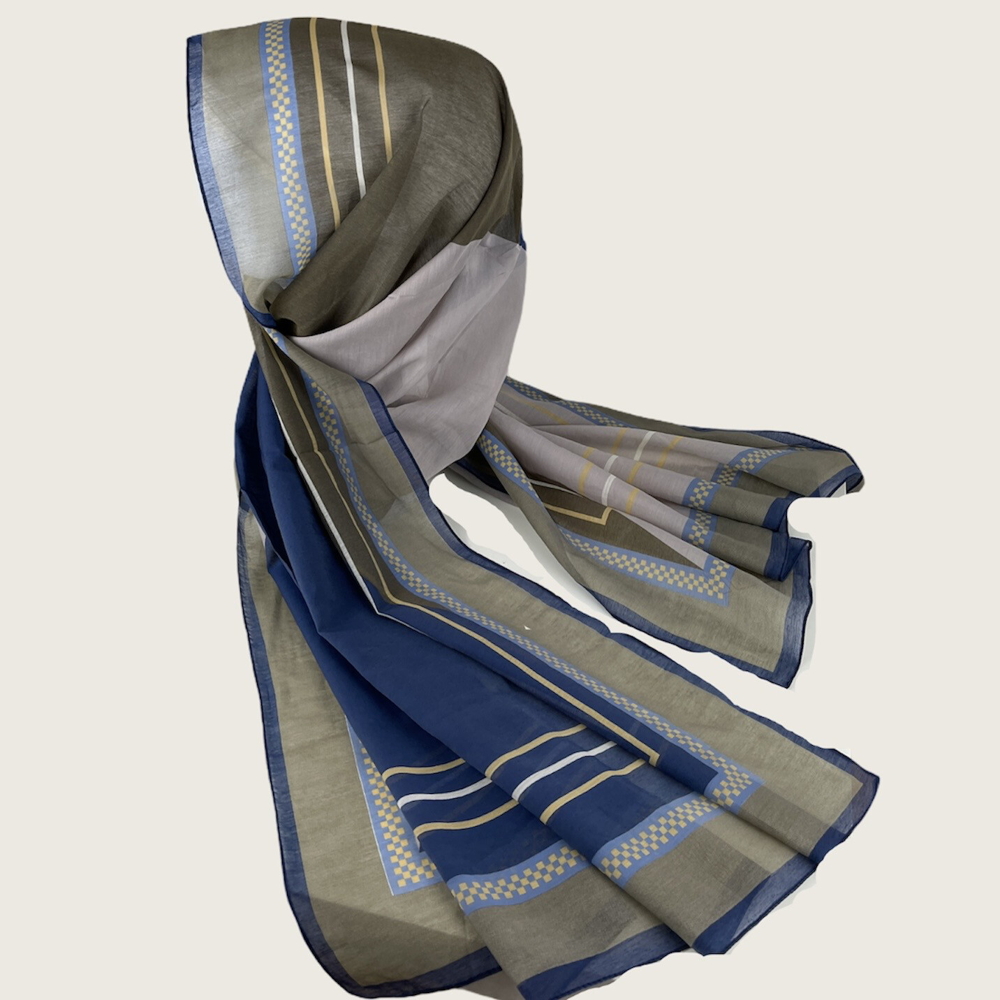 Printed Hijab Dark Blue