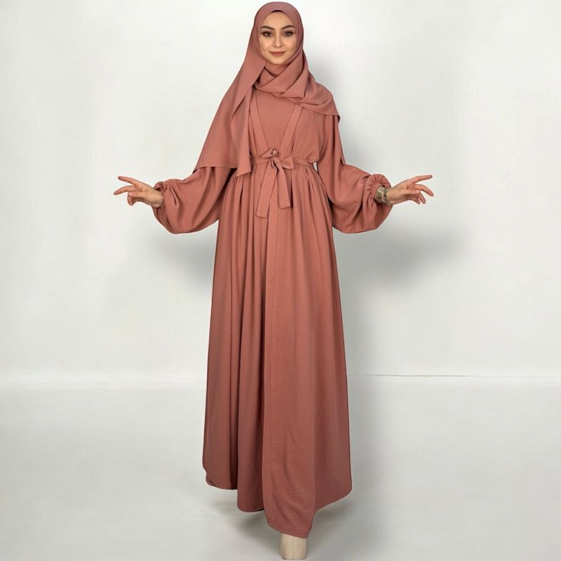  Abaya Set  ink. Hijab / Apricote