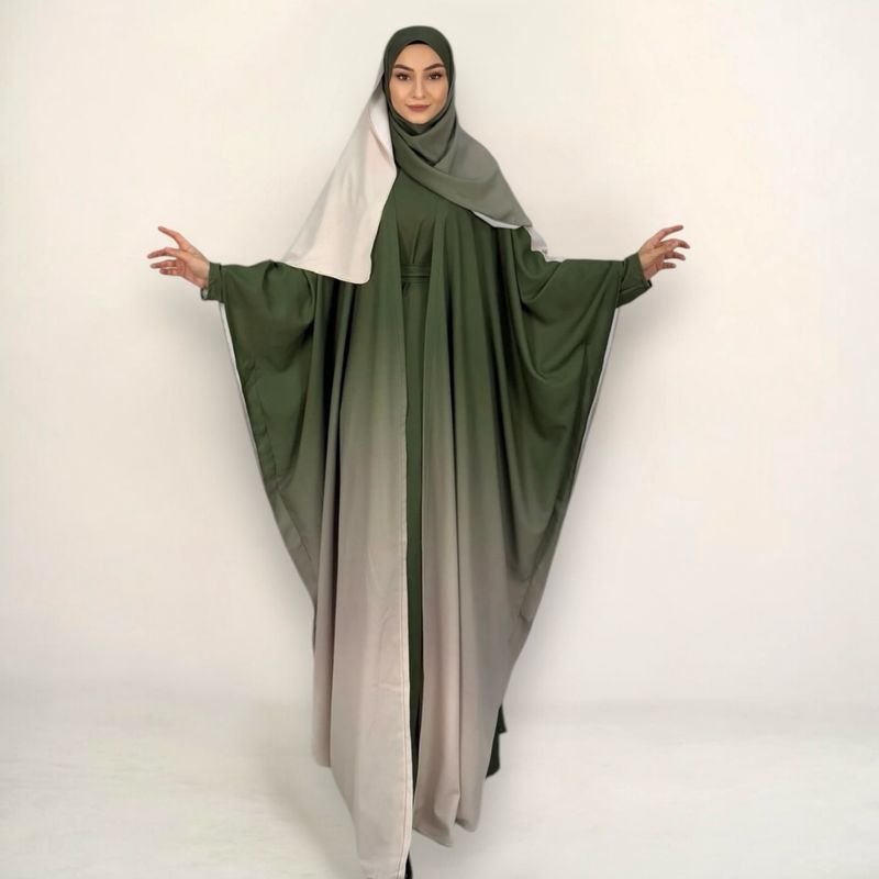  Abaya Set  ink. Hijab / Olive Ombre