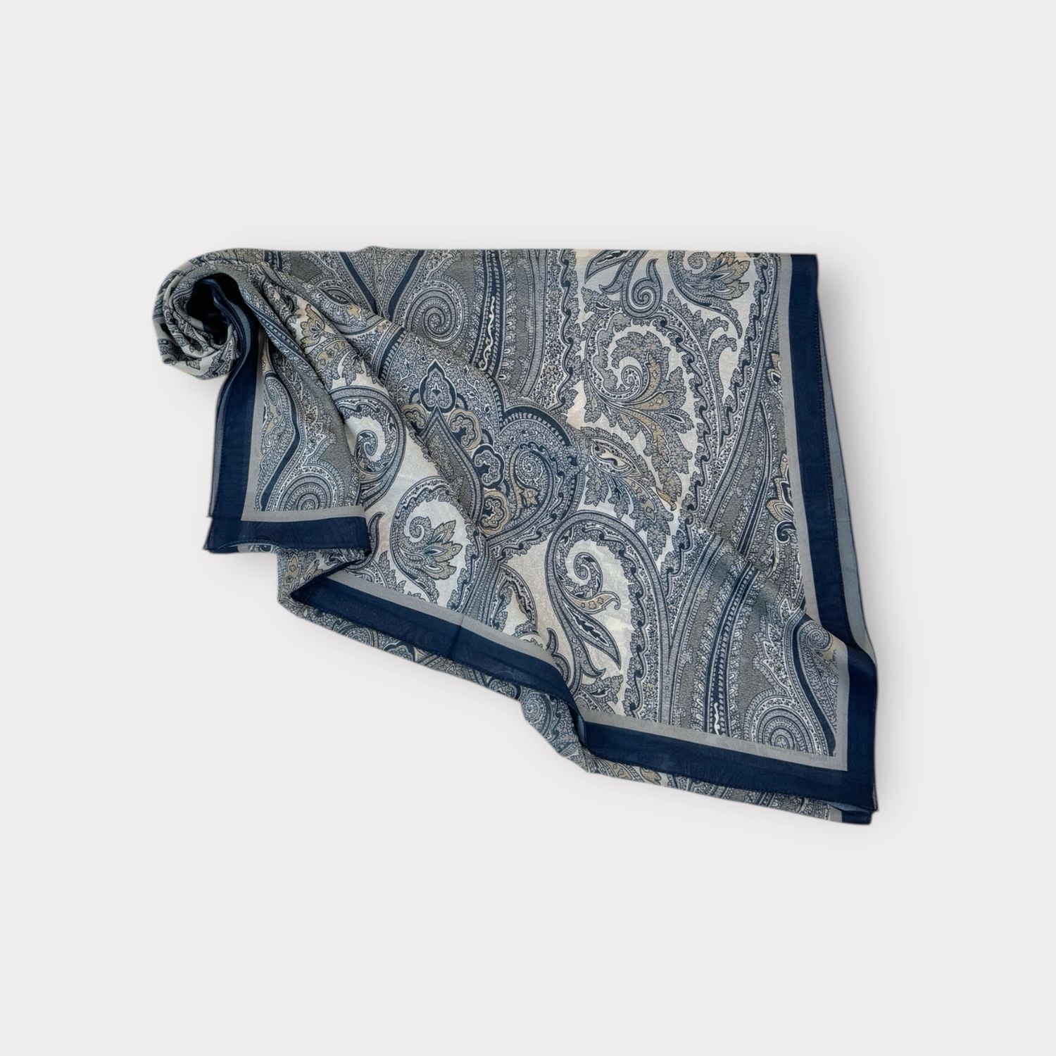 Printed Hijab - Navy Blue