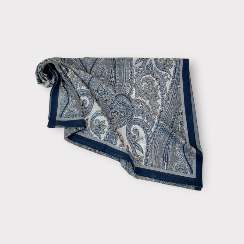 Printed Hijab - Navy Blue