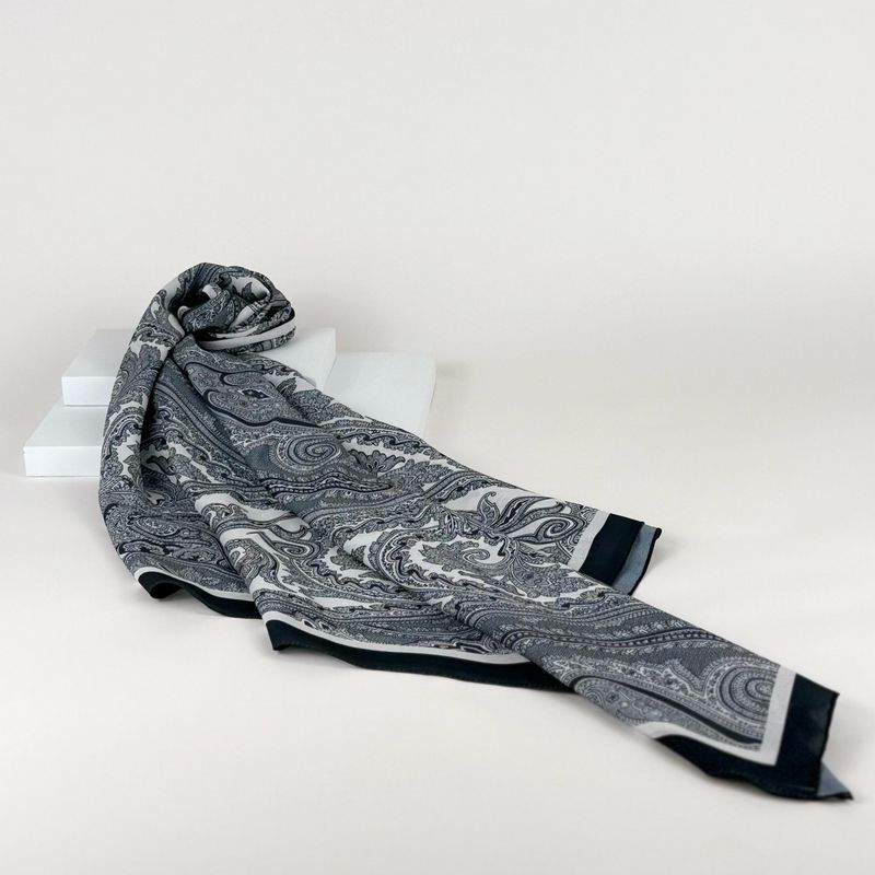 Printed Hijab - Dark Grey