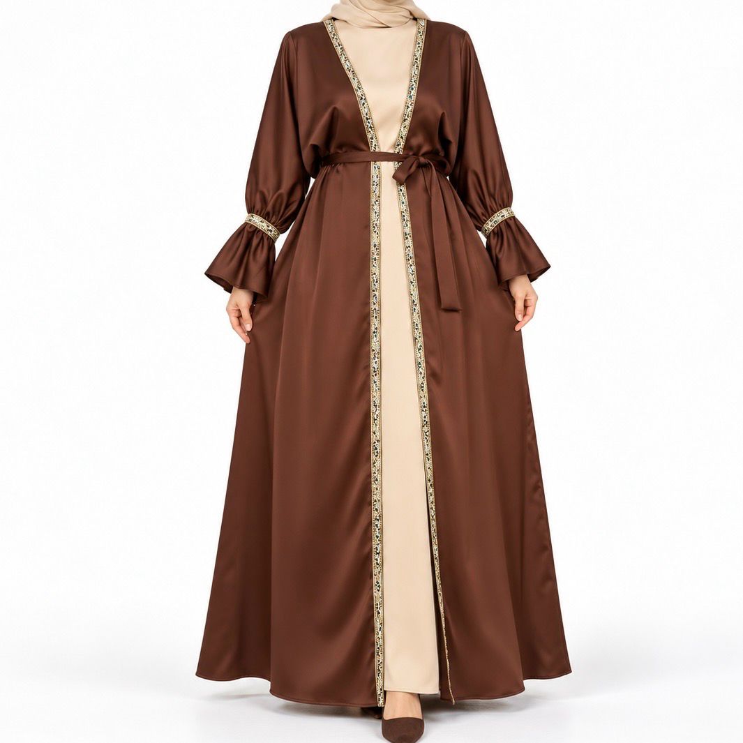 Abaya Set / Brown &amp; Beige