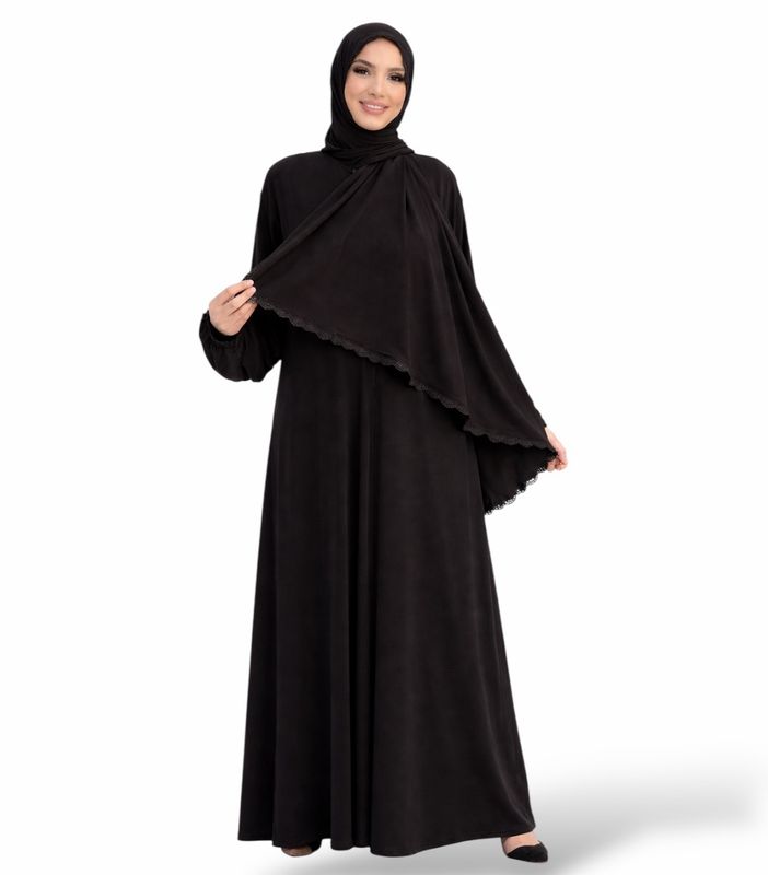 Salah Dress with Hijab - Black