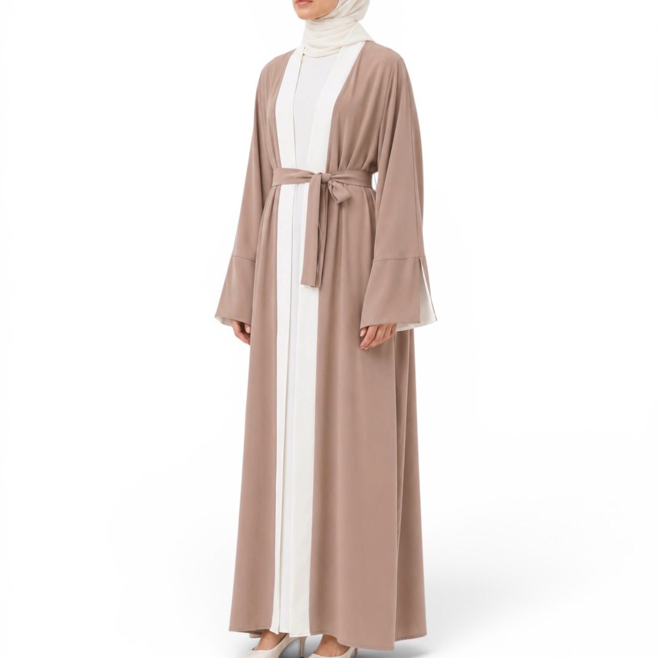 Elegant Abaya -  Creamy Rose