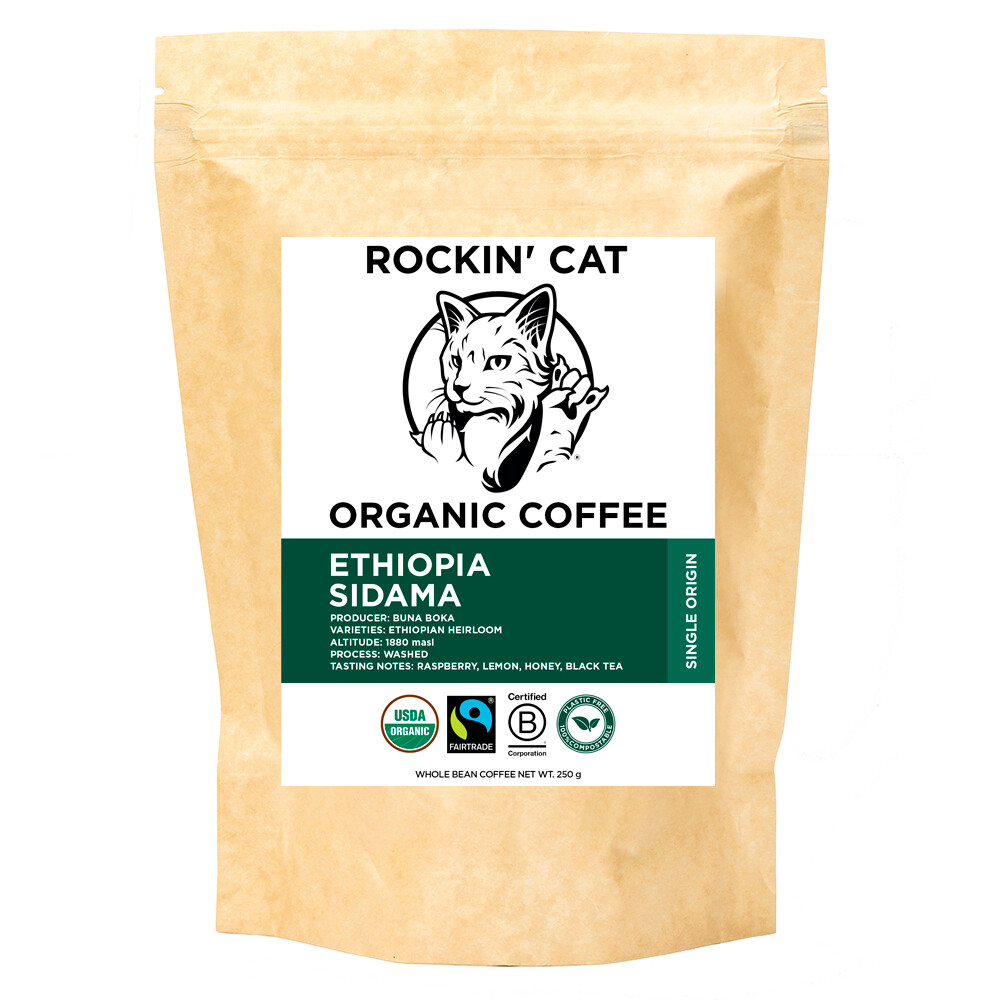 Rockin' Cat Organic Coffee - Ethiopia Sidama - Fairtrade - Monthly Subscription