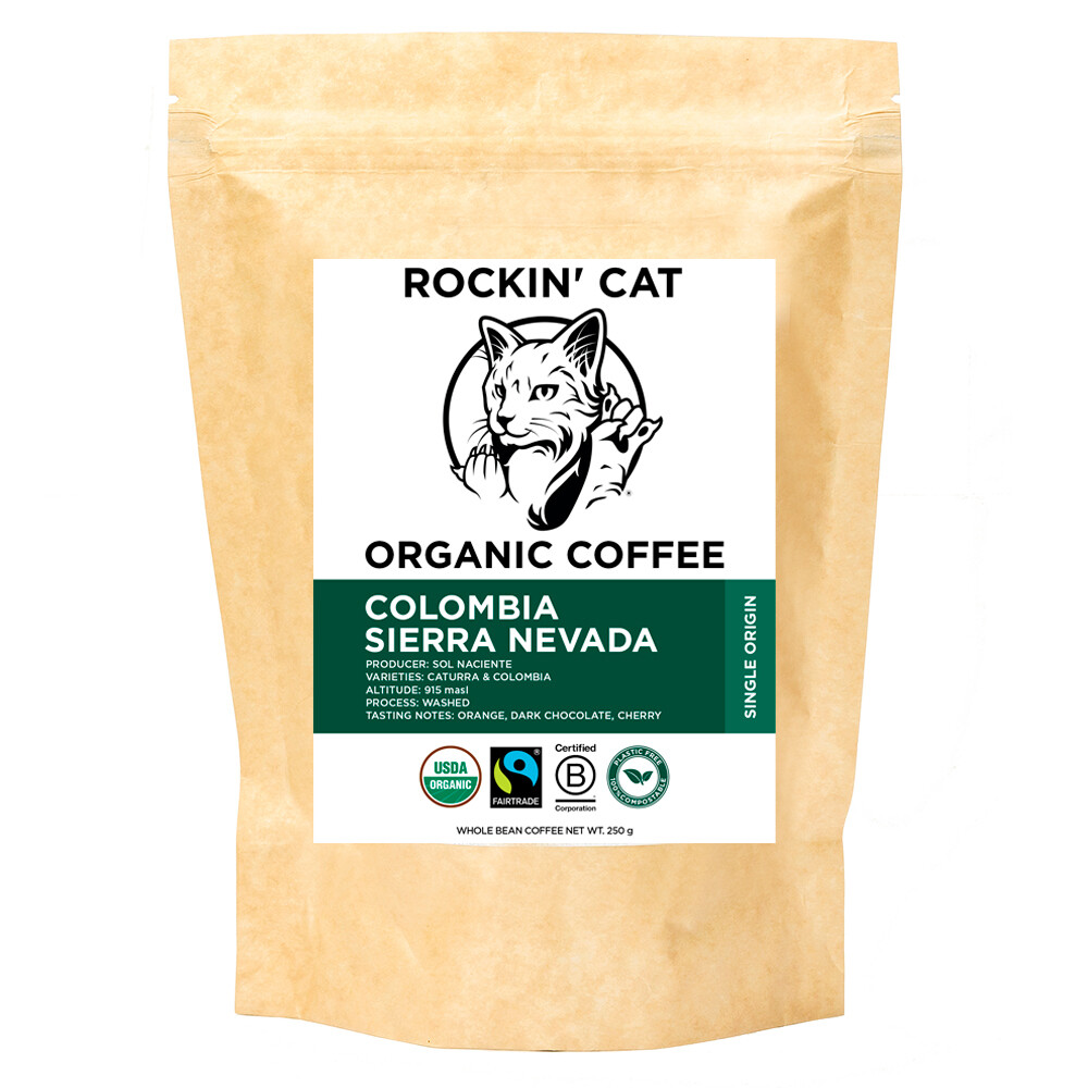 Rockin' Cat Organic Coffee - Colombia Sierra Nevada - Fairtrade