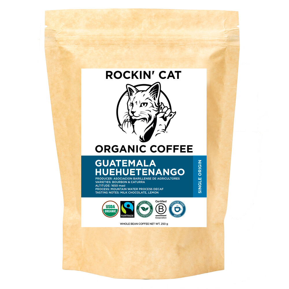 Rockin' Cat Organic Coffee - Guatemala Huehuetenango - DECAF - Fairtrade