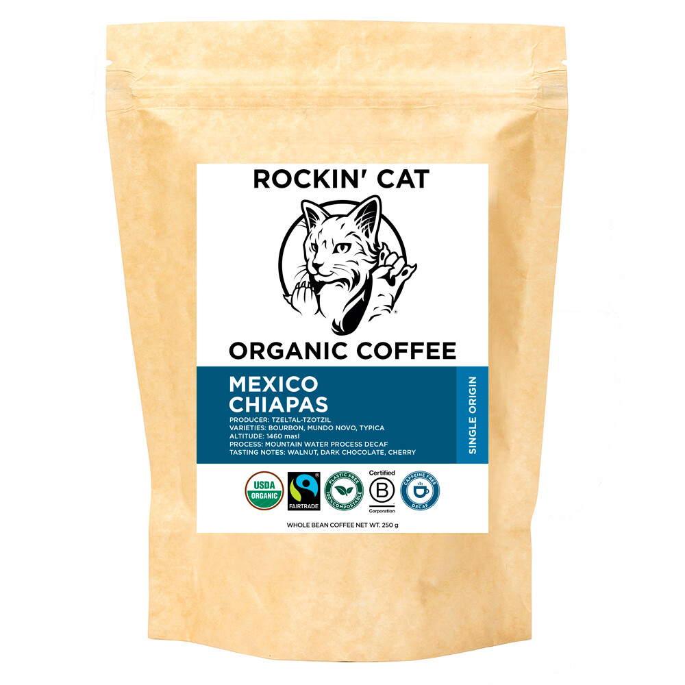 Rockin' Cat Organic Coffee - Mexico Chiapas - DECAF - Fairtrade