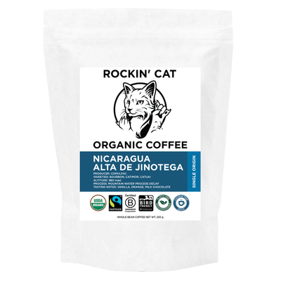 Rockin&#39; Cat Organic Coffee - Nicaragua Alta de Jinotega - DECAF - Fairtrade - SMBC