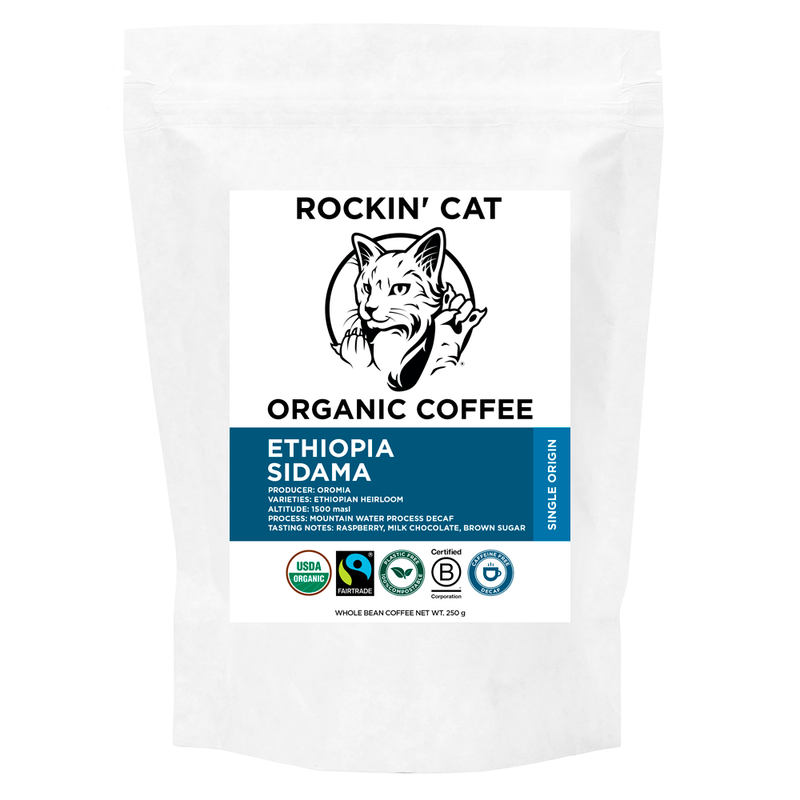 Rockin&#39; Cat Organic Coffee - Ethiopia Sidama - Decaf - Fairtrade