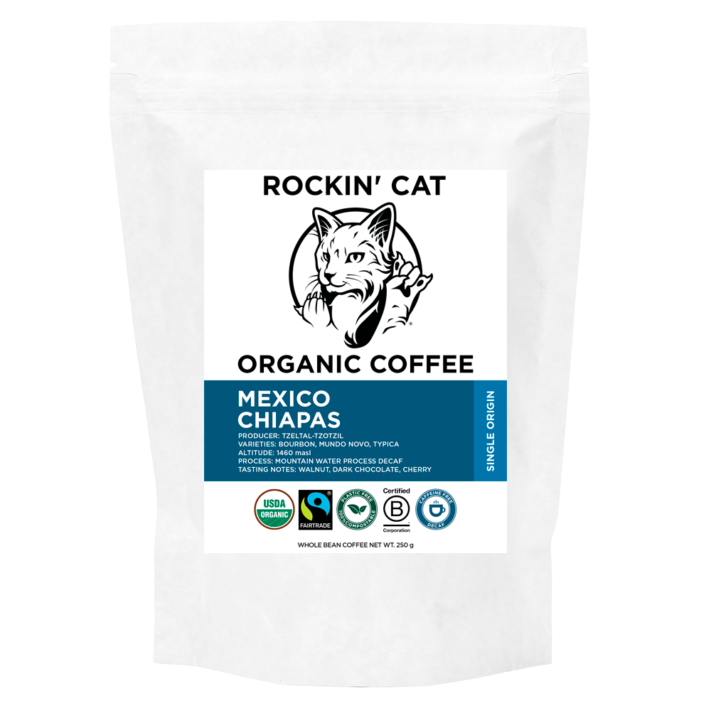 Rockin&#39; Cat Organic Coffee - Mexico Chiapas - DECAF - Fairtrade