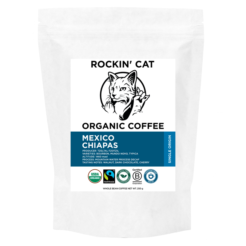 Rockin&#39; Cat Organic Coffee - Mexico Chiapas - DECAF - Fairtrade