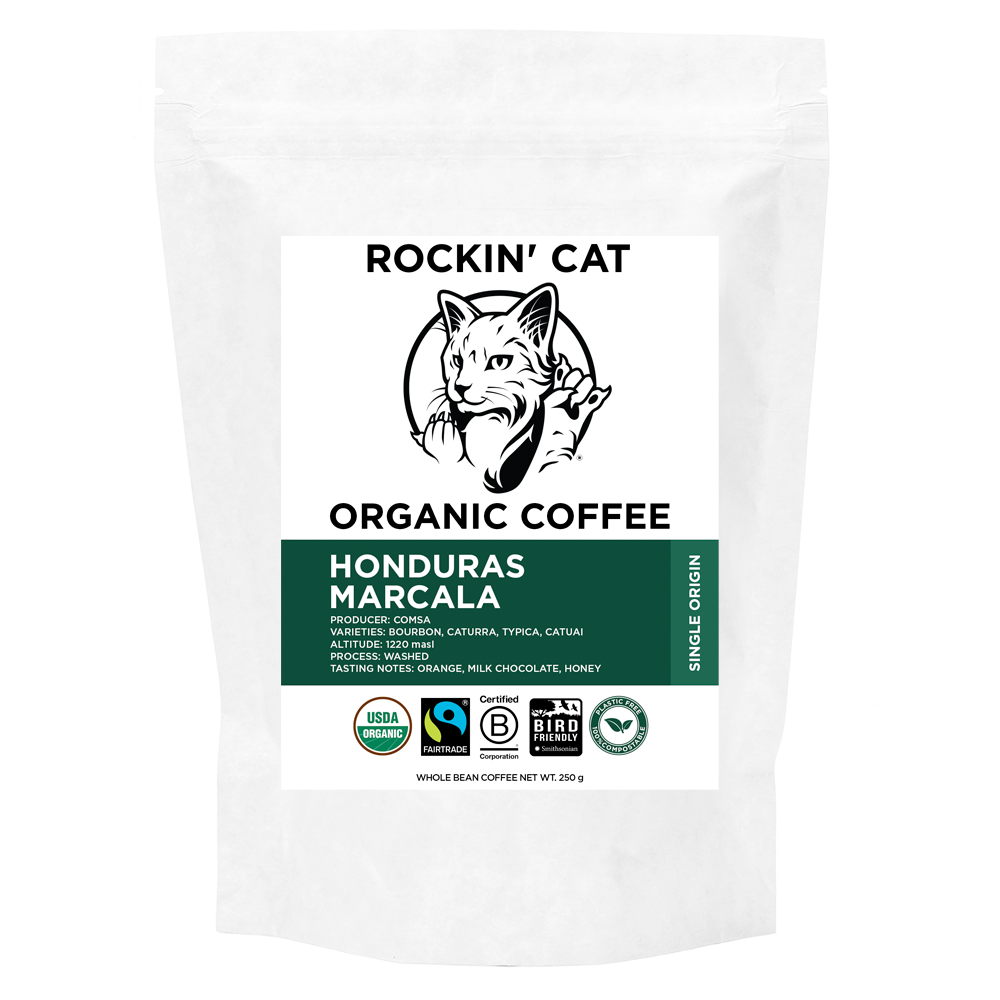 Rockin&#39; Cat Organic Coffee - Honduras Marcala - Fairtrade - SMBC - Monthly Subscription