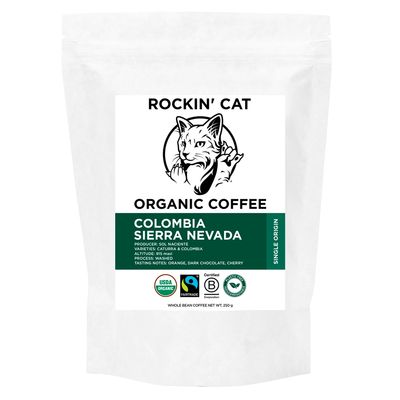 Rockin' Cat Organic Coffee - Colombia Sierra Nevada - Fairtrade Rockin' Cat Organic Coffee - Colombia Sierra Nevada - Fairtrade