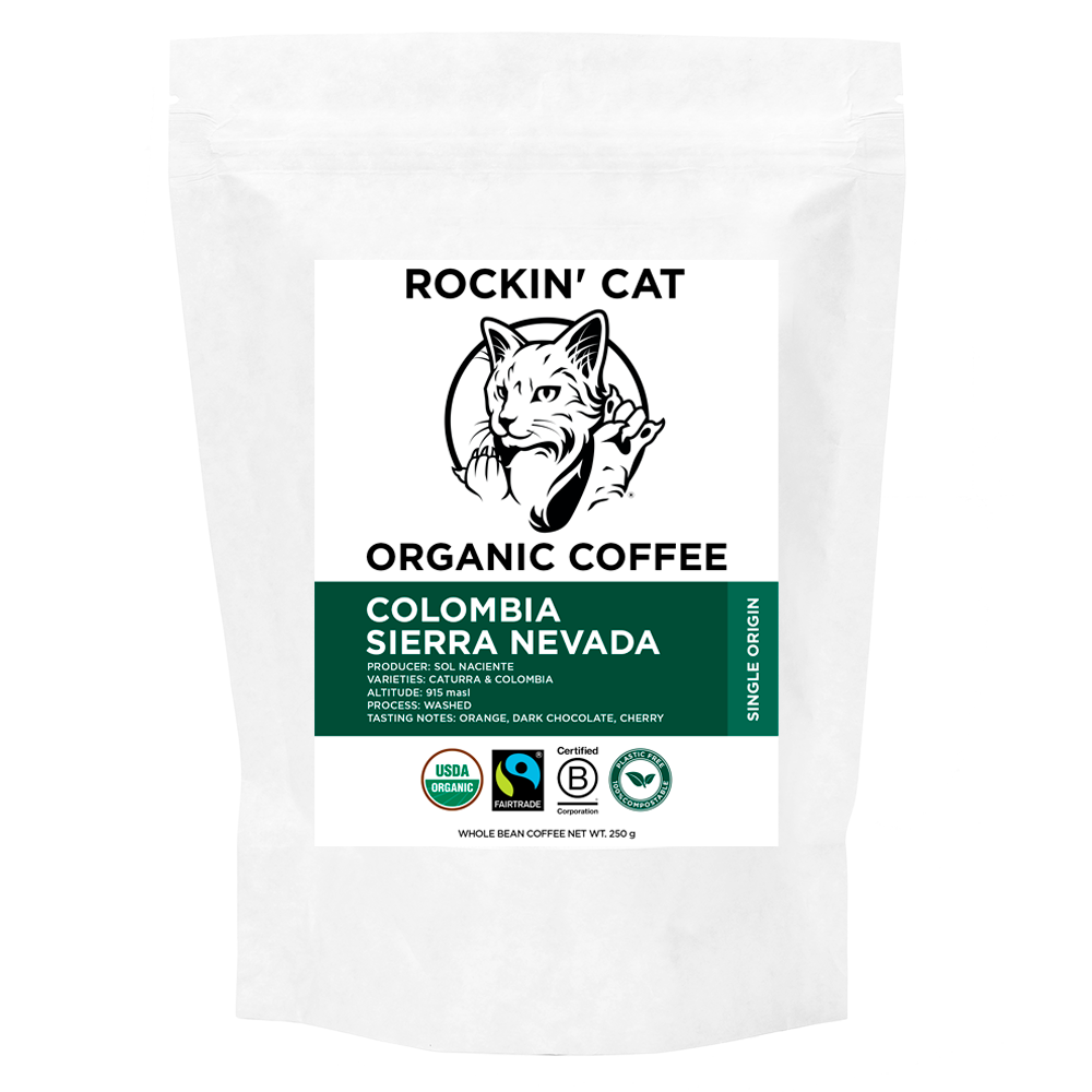 Rockin' Cat Organic Coffee - Colombia Sierra Nevada - Fairtrade - Monthly Subscription