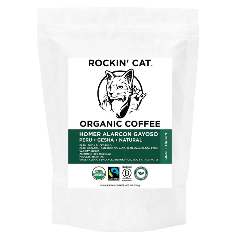 Rockin' Cat Organic Coffee - Homer Alarcon Gayoso - Peru - Gesha - Natural Process - Fairtrade