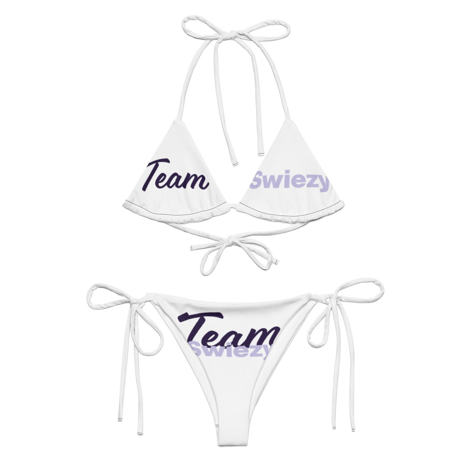 All-over Team Swiezy print string bikini