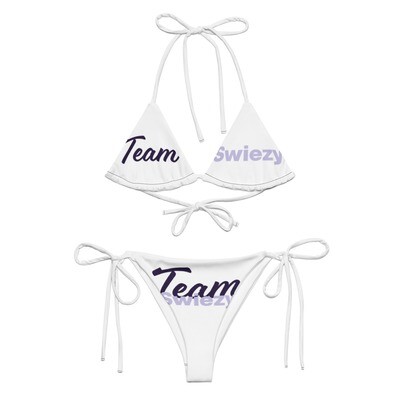 All-over Team Swiezy print string bikini