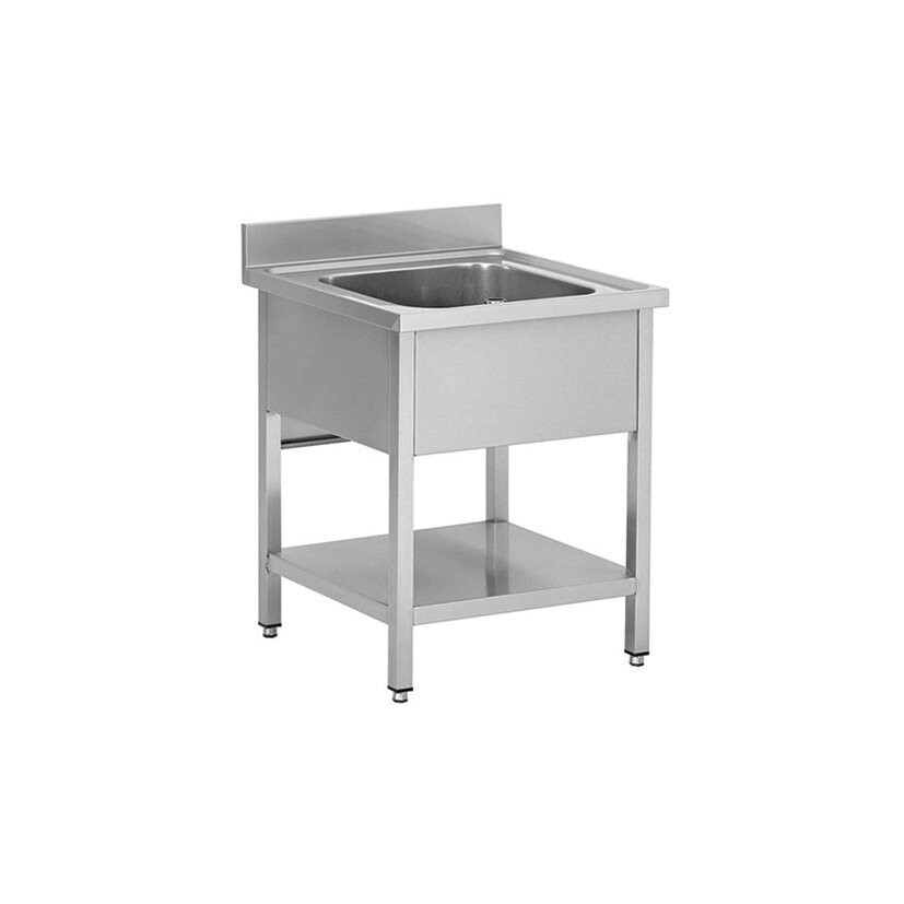 Topfspüle Edelstahl 1 Becken mittig, Bautiefe 700mm