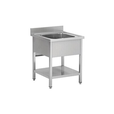 Topfspüle Edelstahl 1 Becken mittig,  Bautiefe 600mm