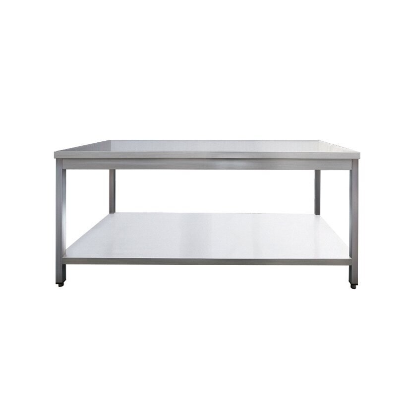 Arbeitstisch Edelstahl mit Grundboden, Bautiefe 600mm