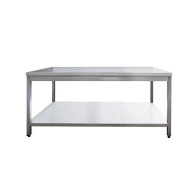 Arbeitstisch Edelstahl mit Grundboden, Bautiefe 600mm