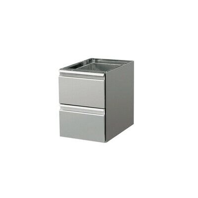 Schubladenblock mit 2 Schubladen Arbeitstisch Edelstahl ATG, Bautiefe 600mm