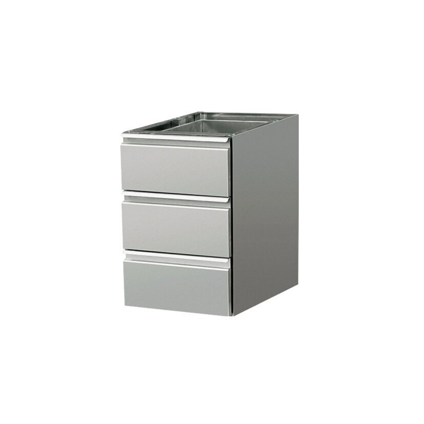 Schubladenblock mit 3 Schubladen Arbeitstisch Edelstahl ATG, Bautiefe 600mm